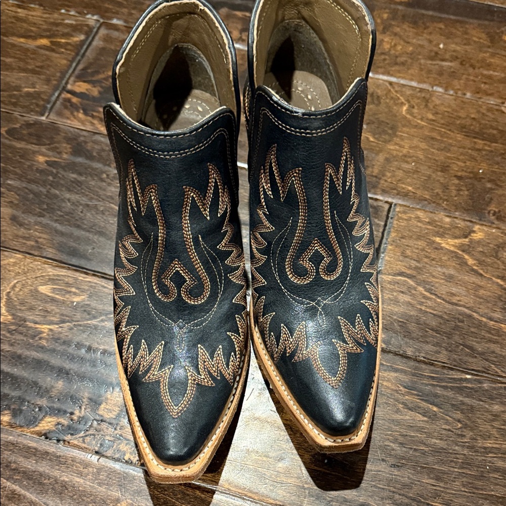 Ariat Black and Brown Western Ankle Booties